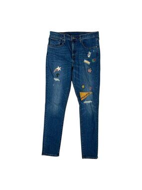 Levi's Jeans Women's 31 Blue Skinny Distressed Patchwork Denim Patches